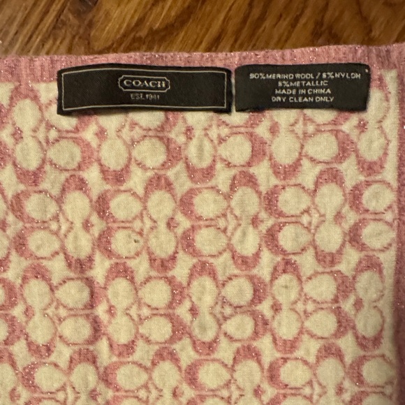Coach Pink and Cream Sparkle Logo Scarf and Gloves Set - Picture 7 of 9